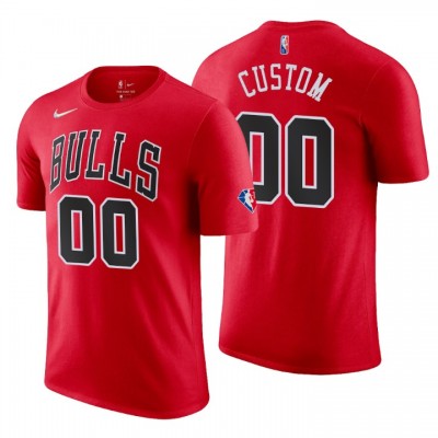 Chicago Bulls Custom Red Men's Nike 2021 22 NBA 75th Anniversary Diamond T Shirt